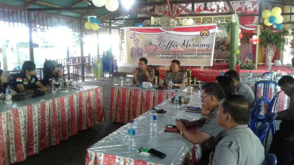 Terus Jalin Kerjasama Polres Minut Coffee Morning Bersama Forjubir