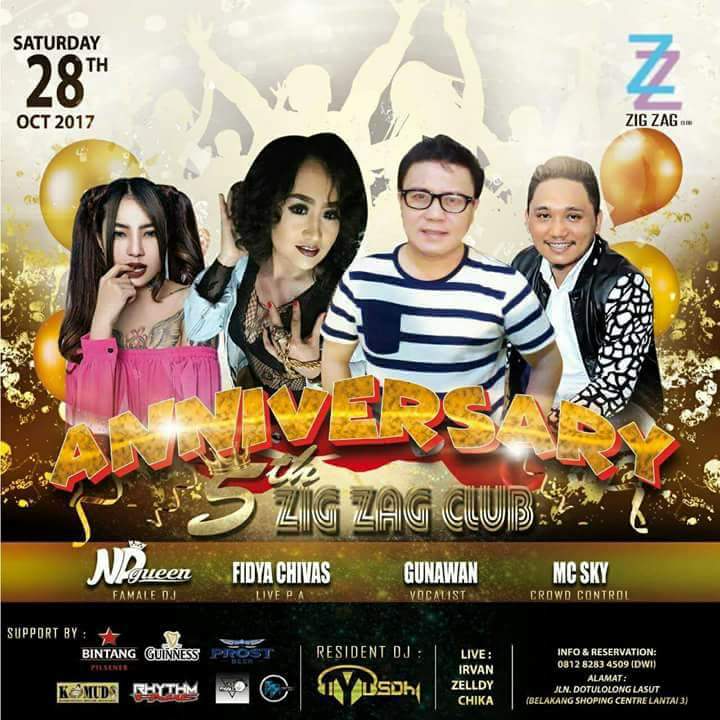HUT ke 5, Zigzag Club Tampil Dj NPGUEEN dan GUNAWAN