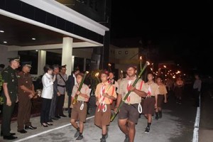 Polres Minsel Gelar Upacara Taptu dan Pawai Obor