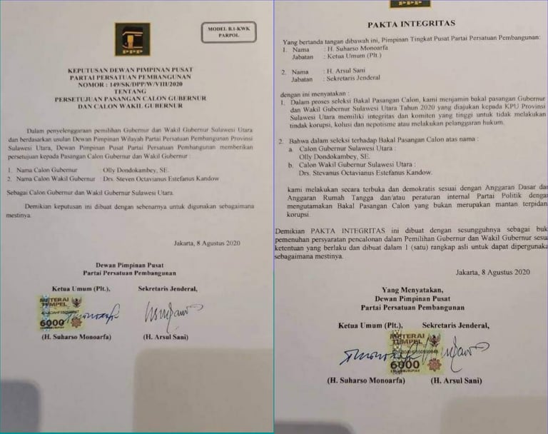 Keputusan DPP PPP Dukung Olly Dondokambey – Steven Kandouw