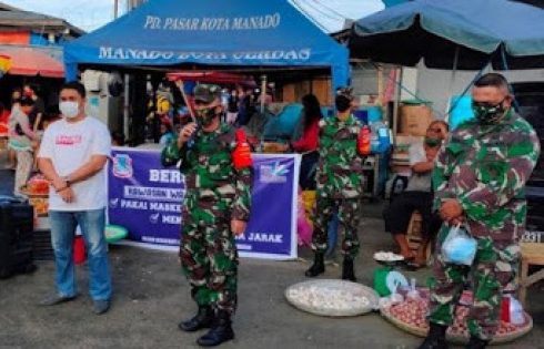 PD Pasar Manado dan Koramil sosialisasi pentingnya pakai masker