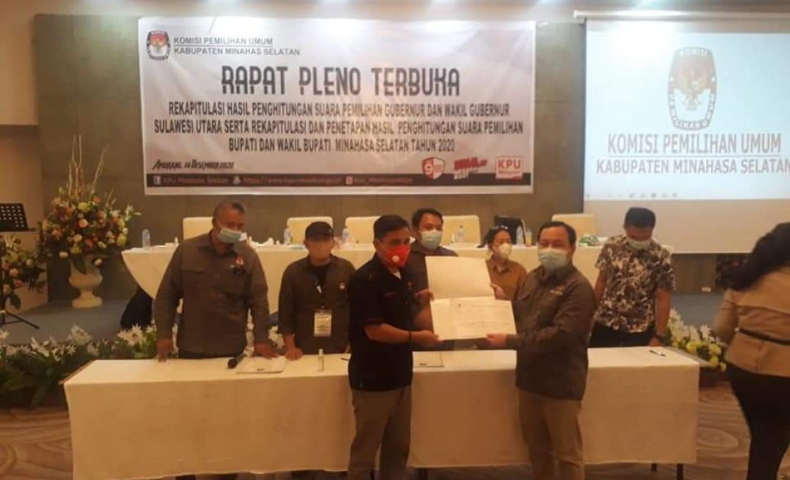Pleno Rekapitulasi KPU, FDW-PYR Raih Suara Terbanyak di Pilkada Minsel