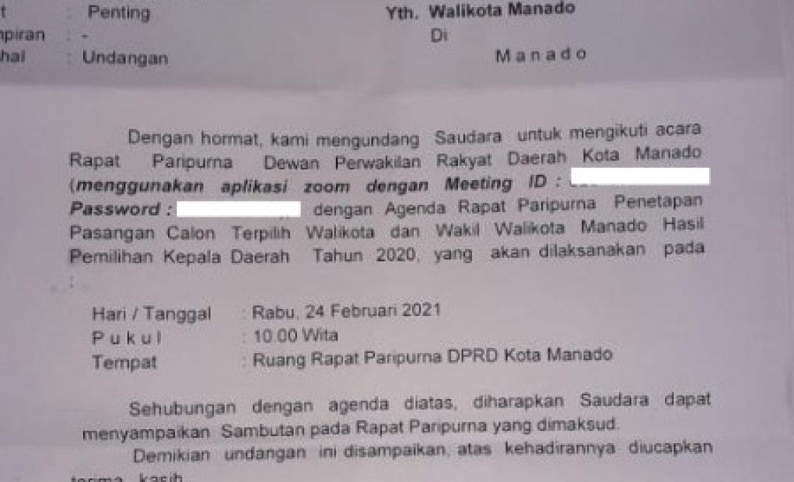 Penetapan AARS, DPRD Manado undang hadir GSVL via zoom meeting