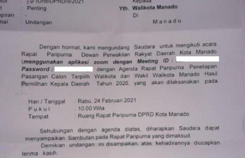 Penetapan AARS, DPRD Manado undang hadir GSVL via zoom meeting