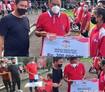 Olly Dondokambey Serahkan Bonus Atlet PON Sulut Total 7,6 M