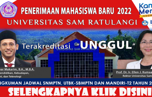 Penerimaan Mahasiswa Baru Universitas Sam Ratulangi Tahun 2022