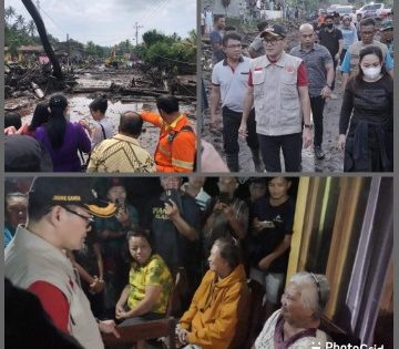 Banjir Bandang di Desa Klabat Kecamatan Dimembe, Bupati Joune Ganda Langsung Turun Lokasi