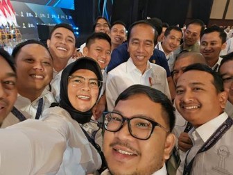Natanael Pepah bertemu Presiden Jokowi di Rakernas HIPMI