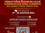 Pengumuman Pendaftaran Pasangan Calon Gubernur dan Wakil Gubernur Provinsi Sulawesi Utara Tahun 2024