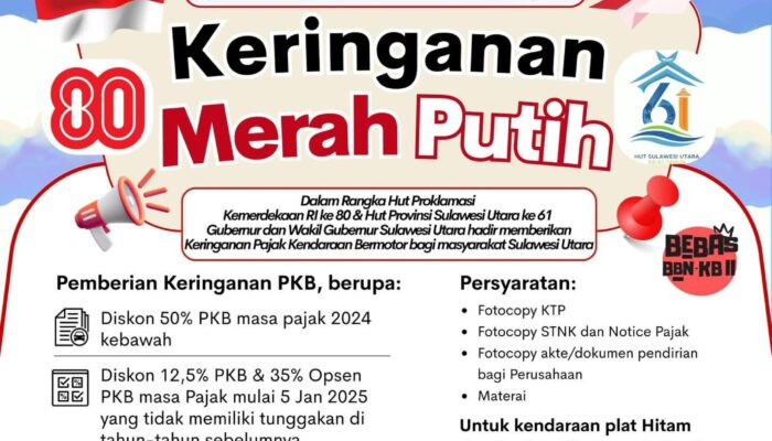 Canangkan Rangkaian HUT RI ke-80, Gubernur Yulius Selvanus Luncurkan Program “Keringanan Pajak Merah Putih”