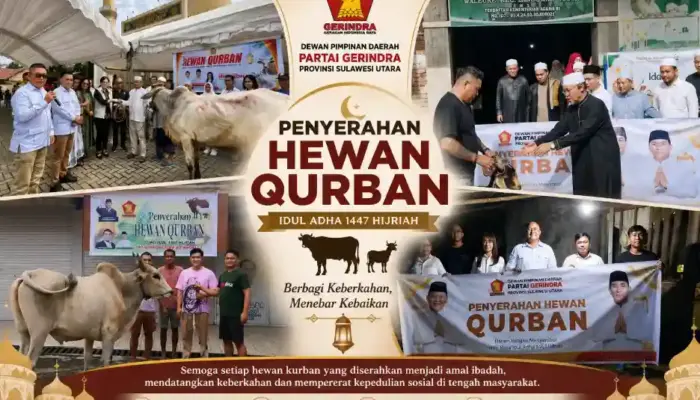 Gerindra Sulut Salurkan Hewan Kurban untuk Warga Sulawesi Utara